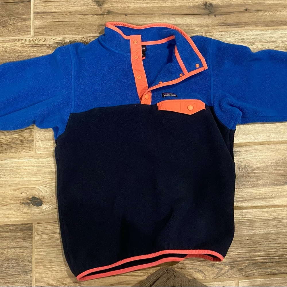 Patagonia Synchilla Blue and Coral Fleece Pullover